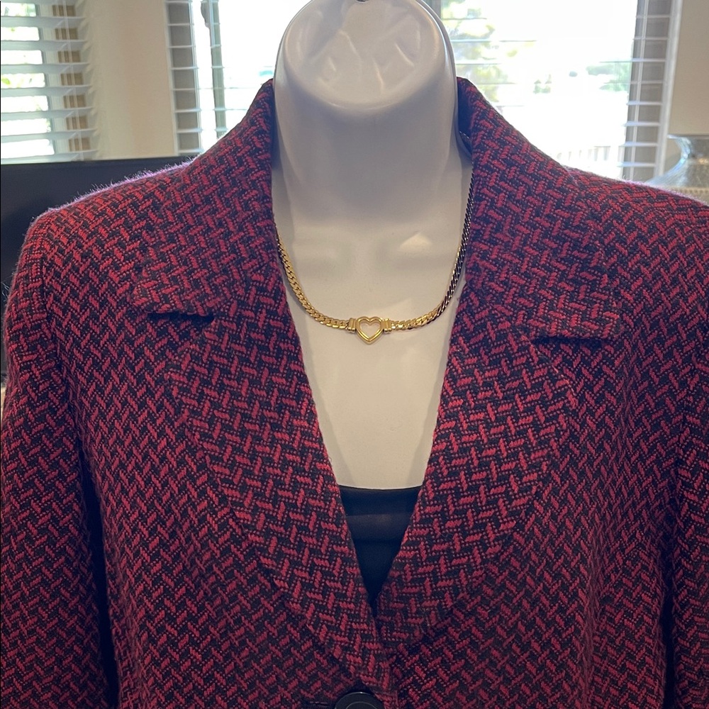 JM Collection Maroon Patterned Blazer - Picture 6 of 9